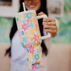 Spring Flowers Stainless Steel Tumbler-White