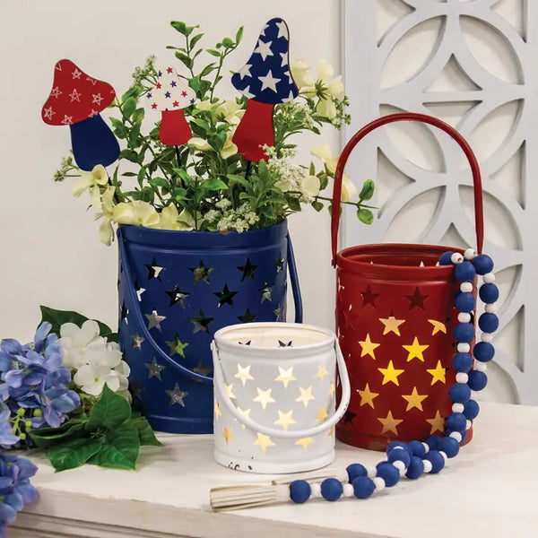 Set of 3 Star Punched Metal Luminaries