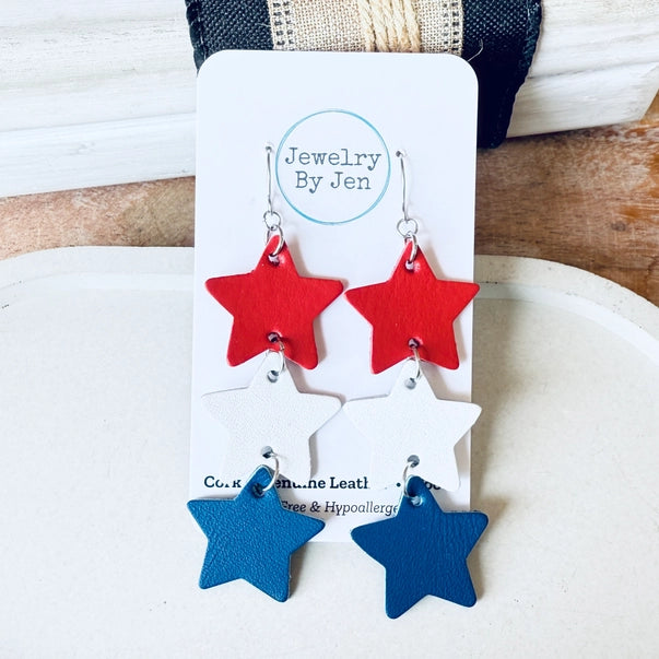 Red, White and Blue Star Earrings