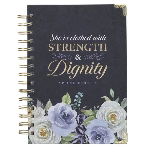Blue Floral Strength & Dignity Prov. 31:25 Wirebound =Journal
