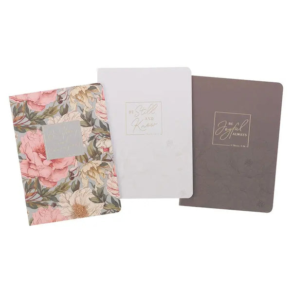 Large Notebook 3pc Set Strong & Courageous Floral Josh 1:9