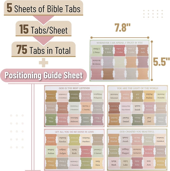 Boho Bible Tabs - 75 Laminated Tabs For Easy Reference