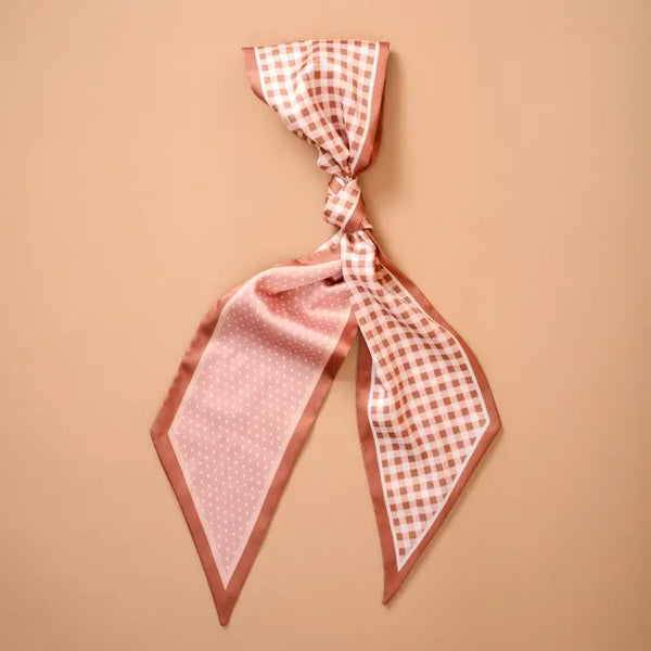 Twirl & Tie Scarf Accessory-Gingham Tan