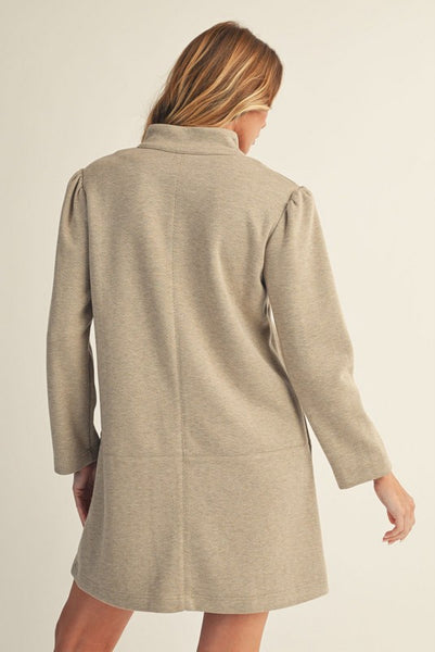 Herringbone Pattern Shift Dress | Taupe