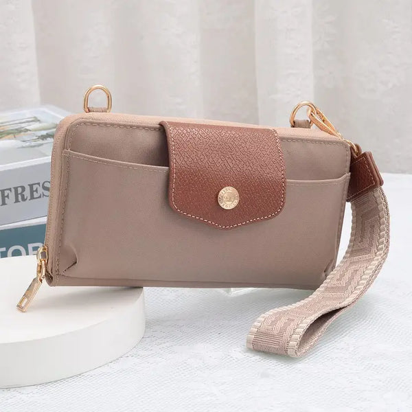 Mila Smartphone Wallet Crossbody with Boho Wristlet | Taupe