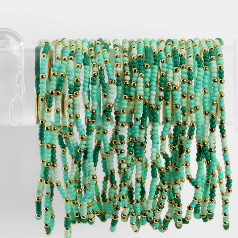 2mm Stretch Seed Beed Bracelets |Teal