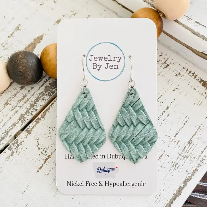 Elegant Teardrop Earrings | Magenta / Seafoam Braided