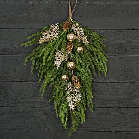 28” Teardrop Golden Holiday Norfolk Pine