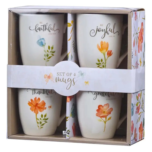 Mug Set 4pc Grateful Floral