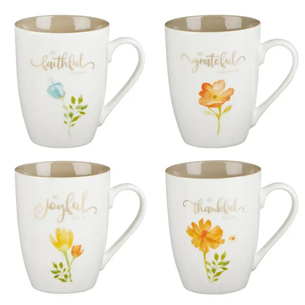 Mug Set 4pc Grateful Floral