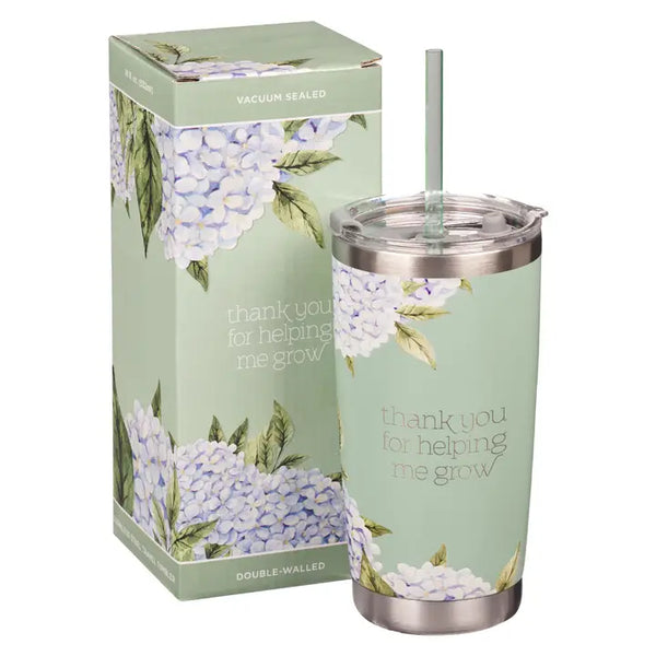 Hydrangea Helping Me Grow Travel Tumbler | Mint/Cream