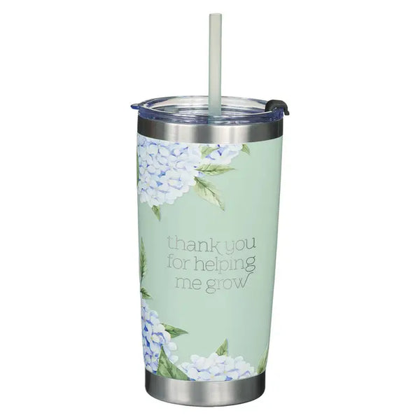 Hydrangea Helping Me Grow Travel Tumbler | Mint/Cream