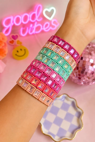 Rhinestone Bracelet | Hot Pink