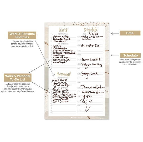Timed Work & Personal To Do List Pad