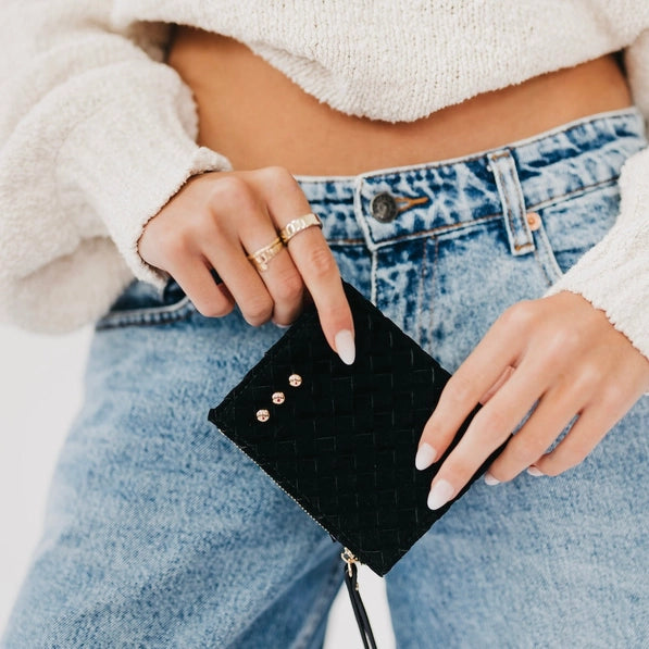 Kat Suede Wallet | Black