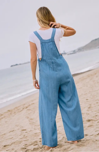 Washed Chambray Overall Jumpsuit| Washed Denim