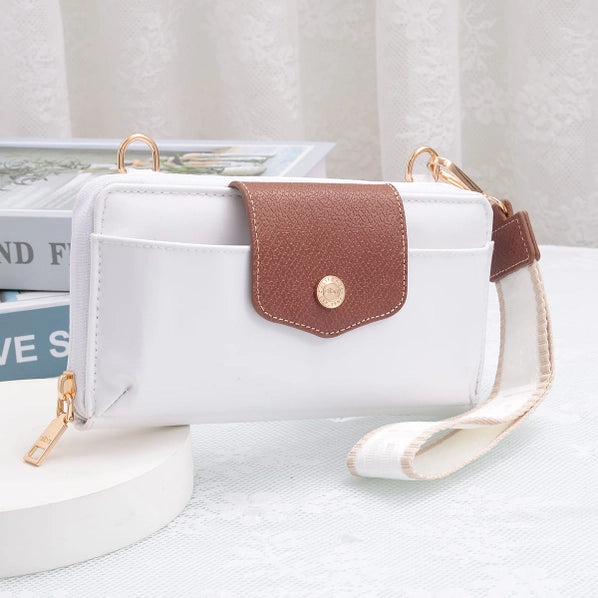 Mila Smartphone Wallet Crossbody with Boho Wristlet | White