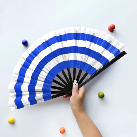 Color Block Striped Folding Line-Blue and White