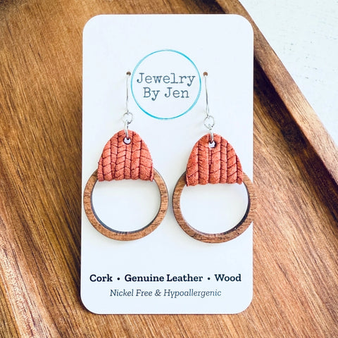 Wood Hoop Earrings | Coral Palm