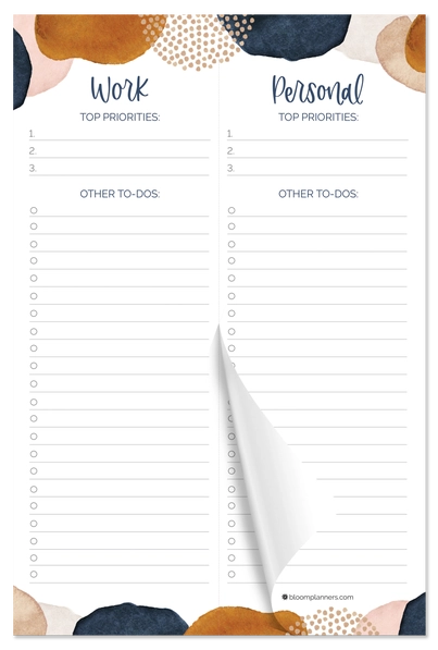 Work & Personal To Do List Pad 6x9 in