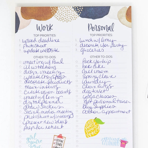 Work & Personal To Do List Pad 6x9 in