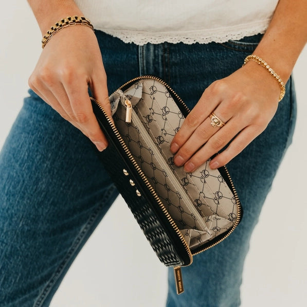 Lenni Large Zip Woven Wallet | Woven Black