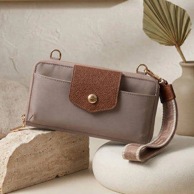 Mila Smartphone Wallet Crossbody with Boho Wristlet | Khaki Brown