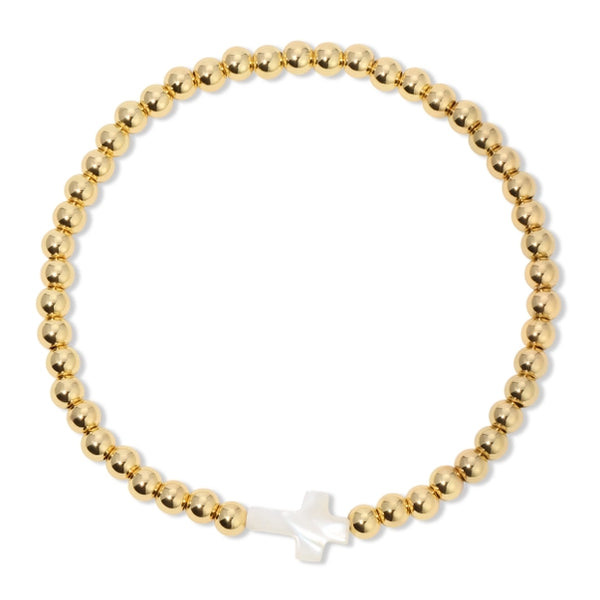 4mm Stretch Beaded Bracelet w/ Cross