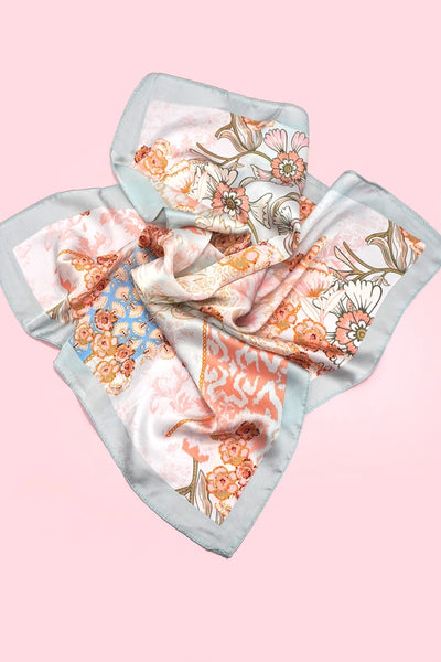 Large Floral Print Bandana Scarf | Blue