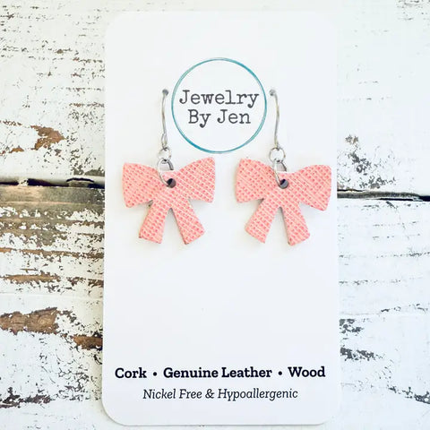 Bow Earrings | Pink Saffiano