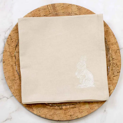 Bunny Napkin Oat/White 18x18