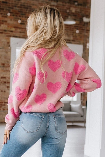 Jett Fuzzy Heart Knit Sweater