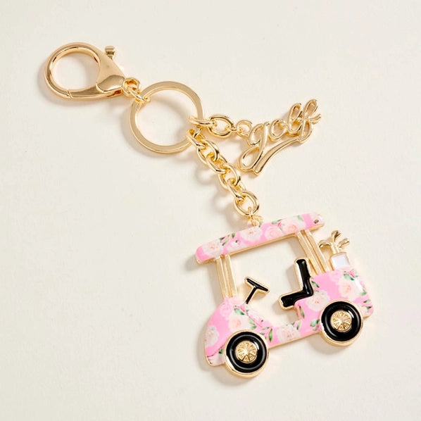 Golf Cart Charm Drop Keychain Bag Charm | Blue\Pink