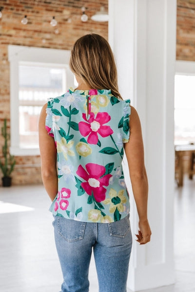 Grace Floral Ruffle Sleeveless Top