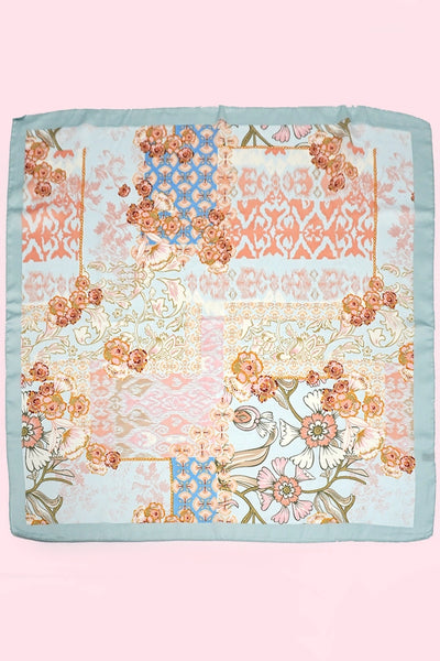 Large Floral Print Bandana Scarf | Blue