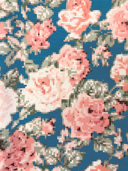 Surplice Smocked Long Sleeve Floral Dress | Denim Blue