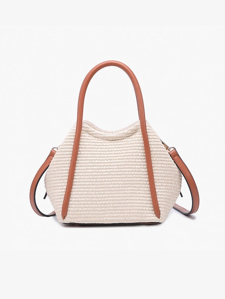 Brynne Straw Satchel w/ Vegan Leather Straps | Natural