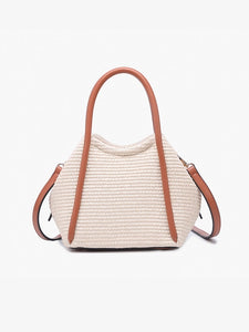 Brynne Straw Satchel w/ Vegan Leather Straps | Natural