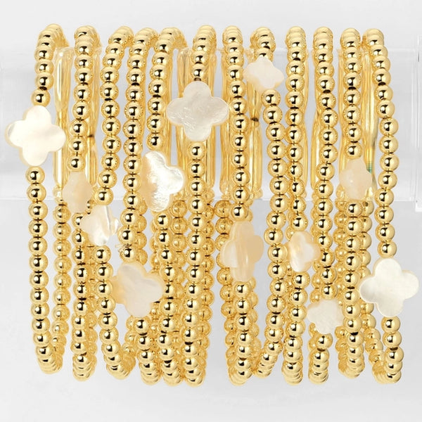 4mm Bracelet with Shell Quatrefoil Accents