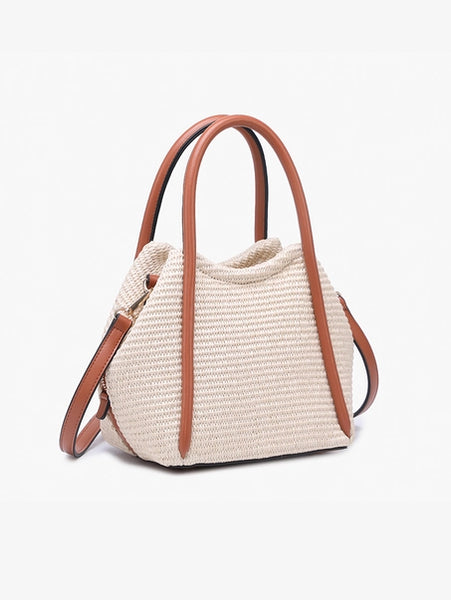 Brynne Straw Satchel w/ Vegan Leather Straps | Natural