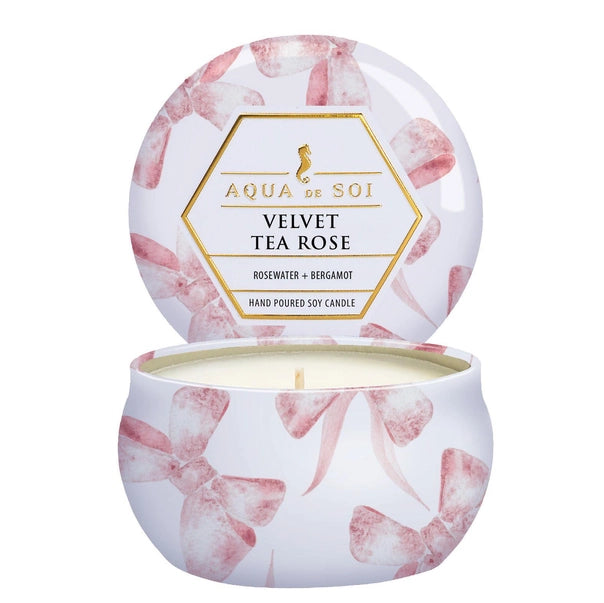 Velvet Tea Rose 4oz Aqua De Soi Candle Tin