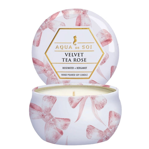 Velvet Tea Rose 4oz Aqua De Soi Candle Tin