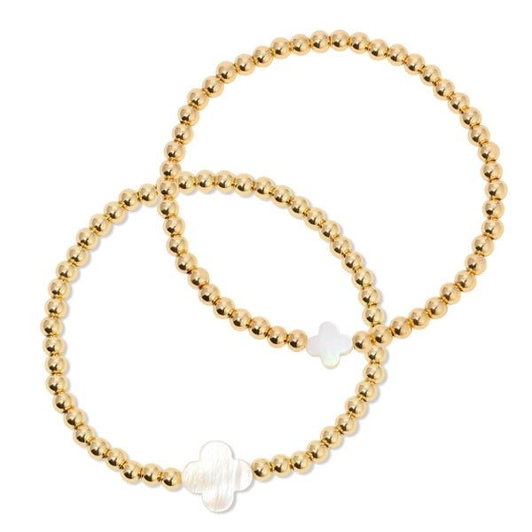 4mm Bracelet with Shell Quatrefoil Accents