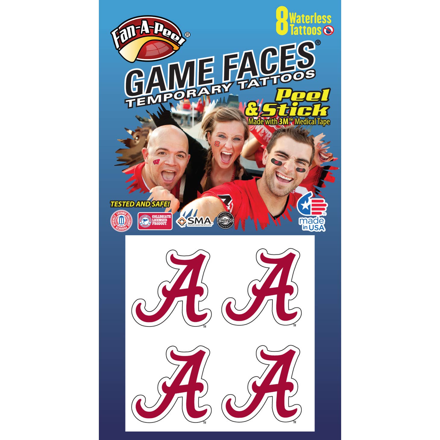 Alabama Game Face Temporary Tattoos
