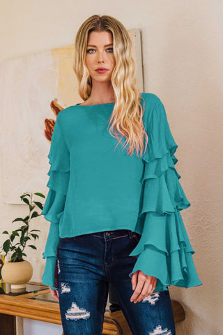 Tiered Ruffle Long Sleeve Top