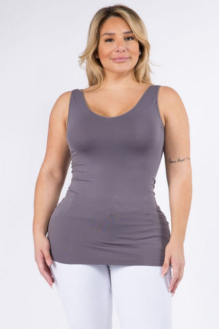 Shark Purple-PLUS-Reversible V or U Neckline Seamless Tank