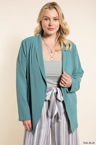 Teal Blue Blazer-PLUS