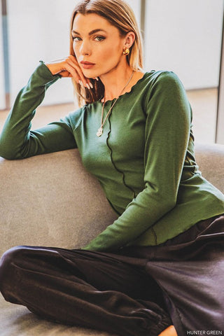 Marrow Ribbed Knit Top | Hunter Green