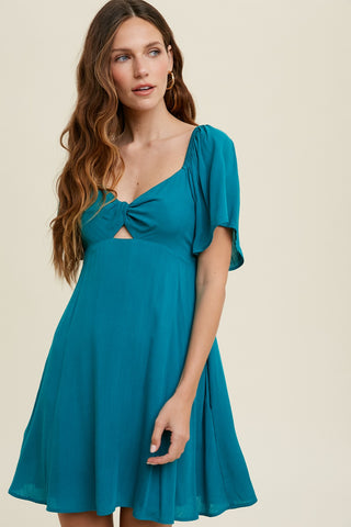 Twist Bust Mini Dress | Teal