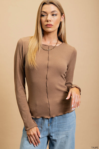 Marrow Ribbed Knit Top | Taupe